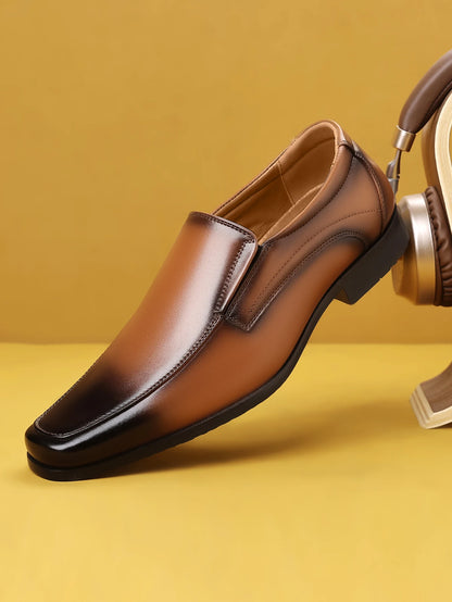 Men's Slip-On Loafers Formal Dress Shoes Square Toe Modern Bussiness Oxford Shoes