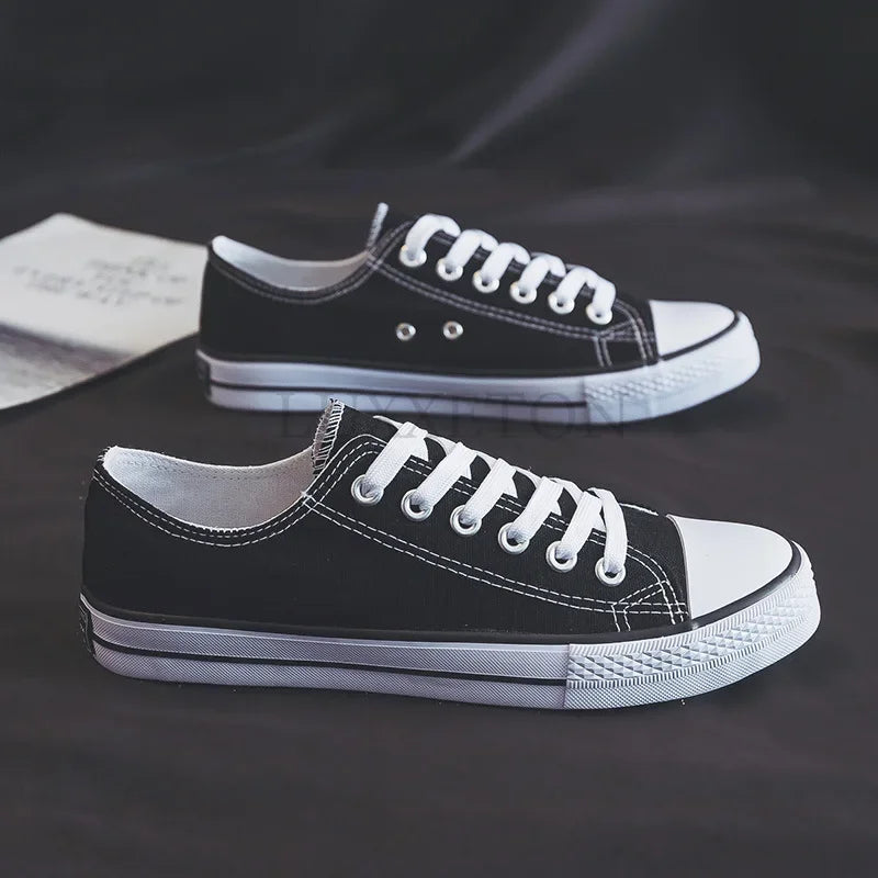 Unisex Canvas Shoes for Men Casual Wear-resistant Breathable Trendy Men's Sneakers Men Lace-up White Flats Zapatillas De Deporte