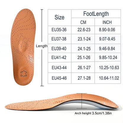 Leather Orthotic Insole For Flat Feet Arch Support Orthopedic Shoes Sole For Men Women Children O/X Leg Corrected Insoles