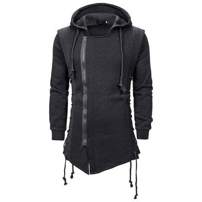 Men Hoodies Sweatshirts Casual Autumn New Slim Fit Solid Long Sleeve Trendy Punk Hooded Sweatshirt Gothic Drawstring Male Tops