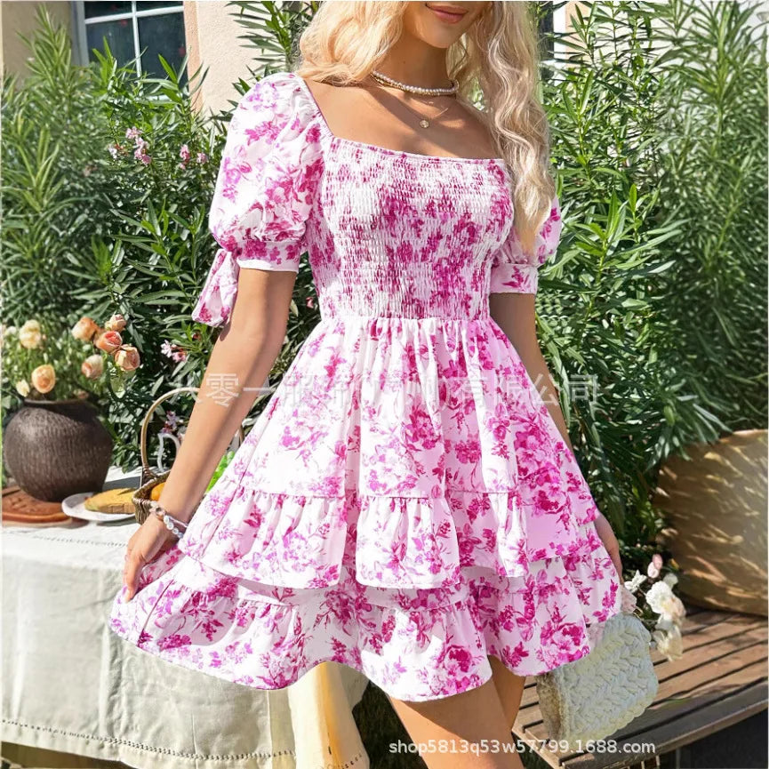 new summer dresses 2025 vestidos para mujer fashion floral printed dress A-line beach vacation dress short dresses for woman
