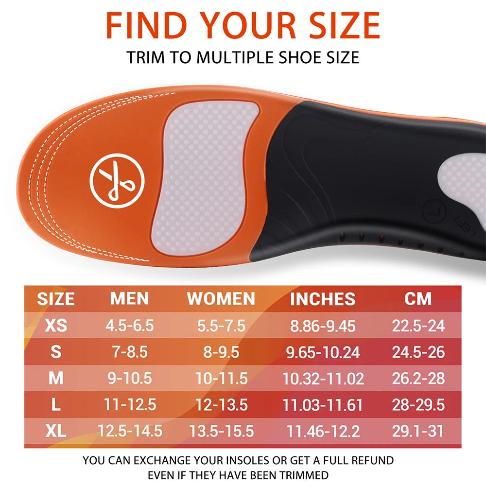 Orthopedic Insoles for Men Women Comfort Sneaker Flat Feet High Arch Support Shock Absorption BreathableCorrection Pads