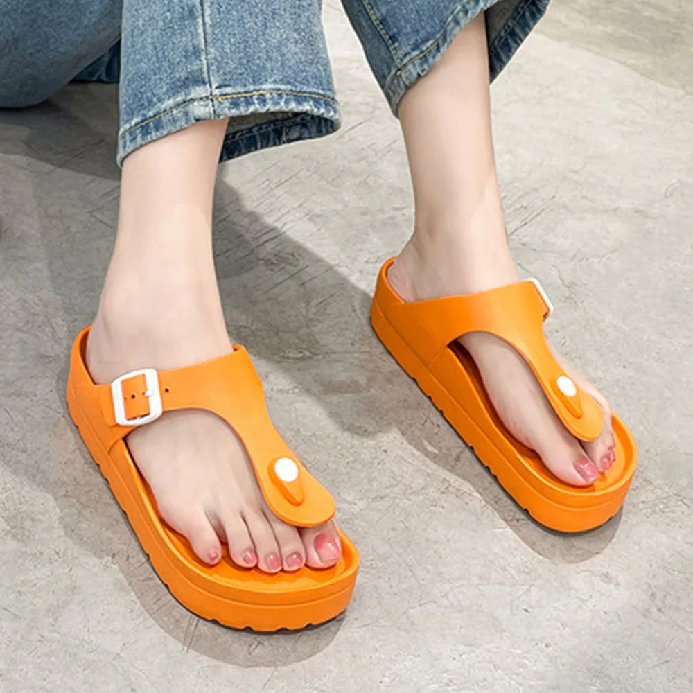 KIDMI New Women Flip-flops Sandals Outdoor EVA Waterproof Beach Sandals Thick Sole Cushioned Pool Shower Shoes Nonslip Sandals