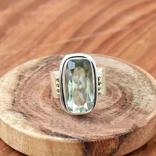Vintage Ethnic Style Geometric Square Inlaid Zirconia Ring Ladies Niche Holiday Party Accessories Jewelry Gifts