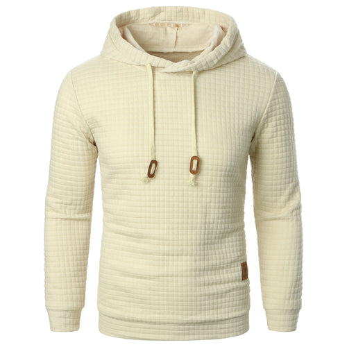 Autumn/Winter men's jacquard plaid hoodie long sleeve hoodie warm color hooded sweatshirt coat