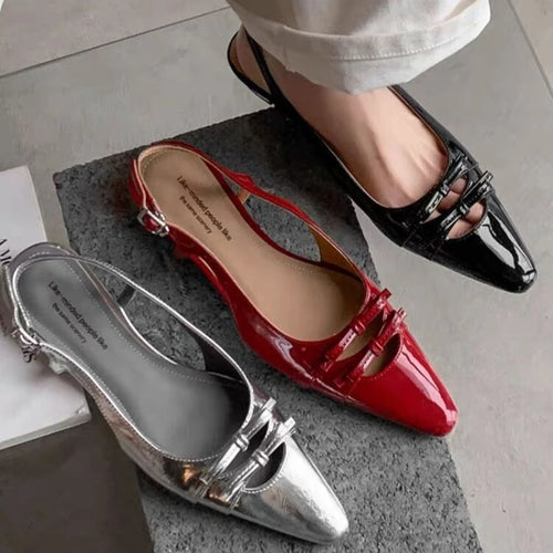 Designer Summer Cover Toe Women Sandals Fashion Butterfly-knot Dress Shoes Women's Low Heel Stripper Party Sandalias