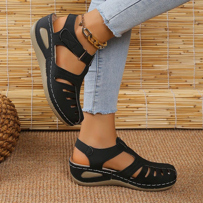 New Summer Women Wedge Sandals Premium Orthopedic Open Toe Sandals Vintage Anti-slip Leather Casual Female Platform Retro Shoes