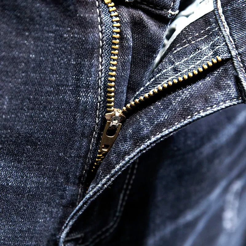 New Ripped Jeans Men Slim-fit Denim Pants Cotton Korean Style Fashion Elasticity Versatile Blue Black Men's Clothing