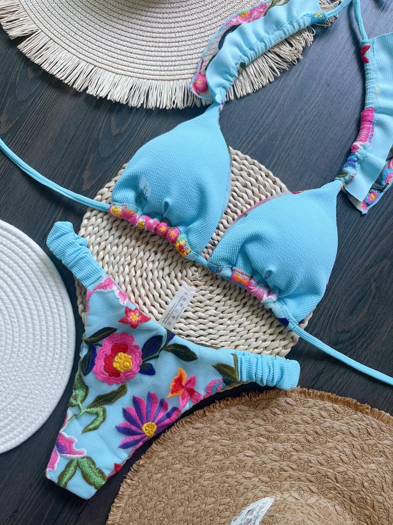 New Sexy Handmade Embroidery Bikini Set Women's Swimsuit Triangle Swimwear Bathing Suit Brazilian Biquinis