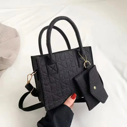 Korean Version Minimalist Embossed Felt Lightweight Handbag 2024 New Single Shoulder Diagonal Span Two-Piece Bag For Women