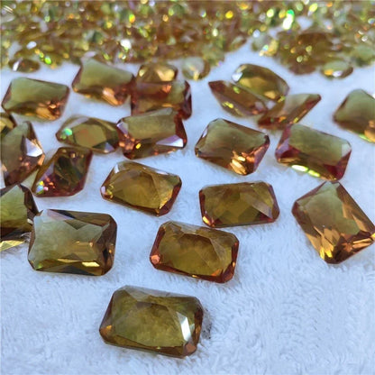 Square Zultanite Rings Paved CZ Zircon Color Change Gemstone Gold Plated Open Sultanite Diaspore Crystal Jewelry for Women