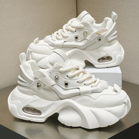 Men Chunky Sneakers Platform Shoes Outdoor Comfortable Sports Shoes for Men Lace Up Tennis Shoe New Height Increasing Male Shoes