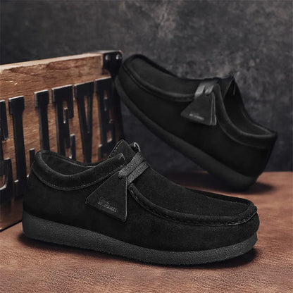 Fashion Khaki Casual Shoes For Men Suede Leather Loafers Men Platform Slip-on Men's Driving Shoes Lightweight Leisure Men Shoes