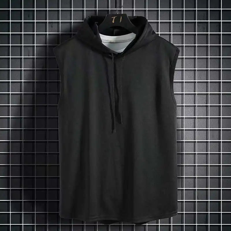 Brand New Solid Color  Men's Tank Tops Vest Sleeveless Tees For Male Hooded Man Vests Tops Hip Hop Men Tank Top T shirt