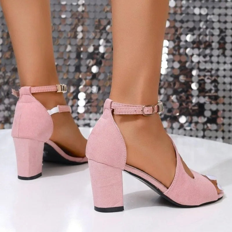 Shoes for Women 2024 New Pink Platform Sandals Stylish Open Toe High Heel Sandals Comfortable Chunky Heel Dress Shoes Women
