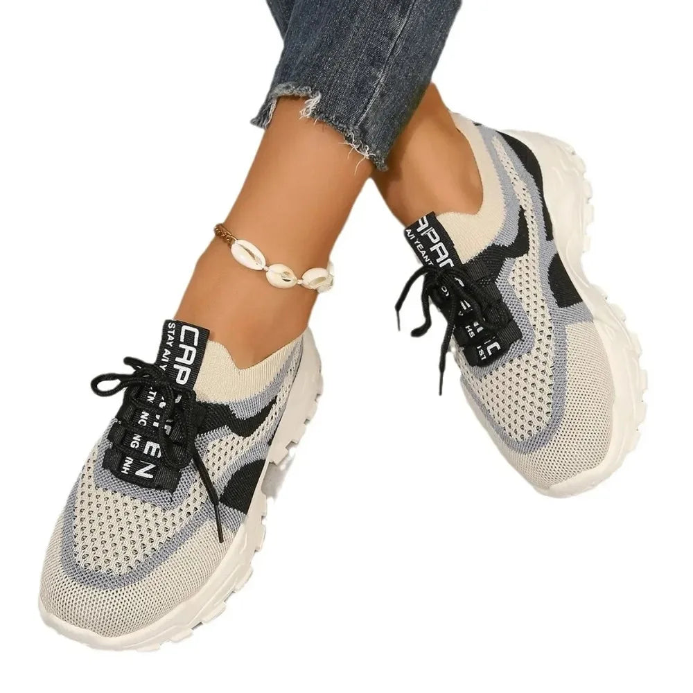 New Fly Woven Mesh Casual Breathable Sneakers Korean Style Thick-Soled Daddy Shoes Mesh Red Shoes Light Running Shoes