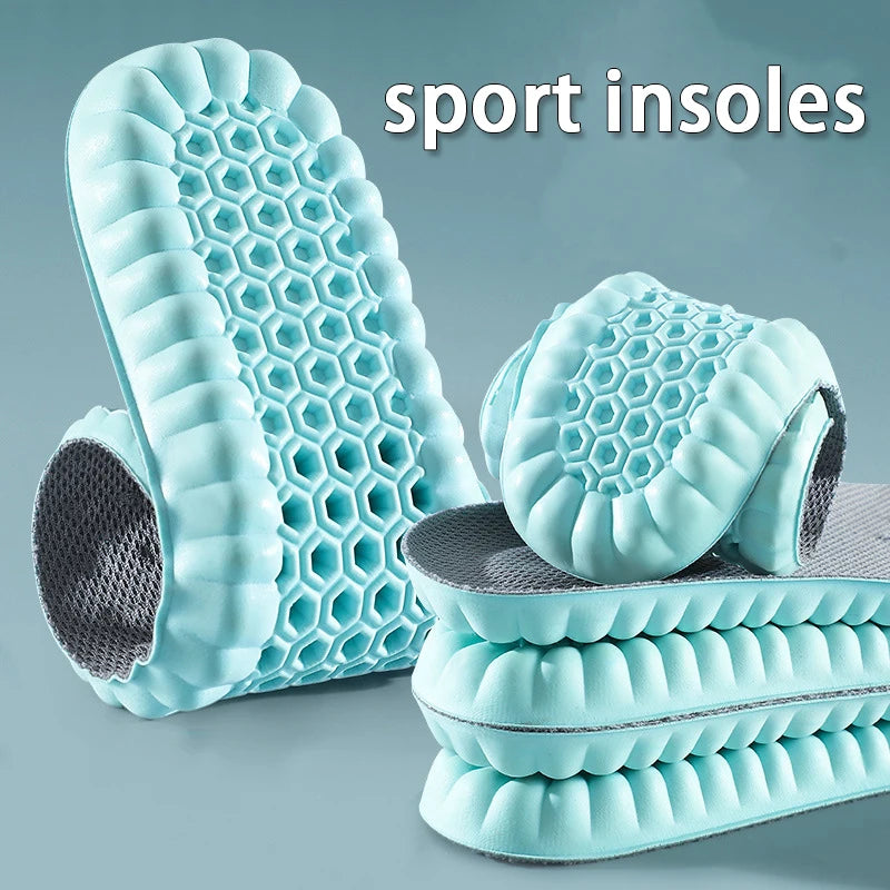 1pair soft breathable insoles Men's outdoor sports running insoles Elastic shock-absorbing sole Arch support comfort insole