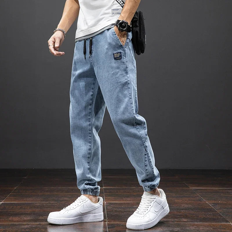 Spring Summer Black Blue Cargo Jeans Men Streetwear Denim Jogger Pants Men Baggy Harem Jean Trousers Plus Size M-8XL
