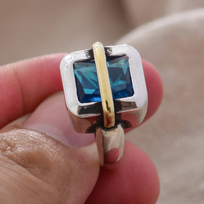 New Arrival Trendy Blue Crystal Retro Thai Silver Ladies Finger Ring For Women Hand Jewellery Accessories Never Fade