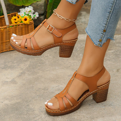 Ladies high-heeled sandals, fashionable and versatile, comfortable temperament sandals, Roman sandals.