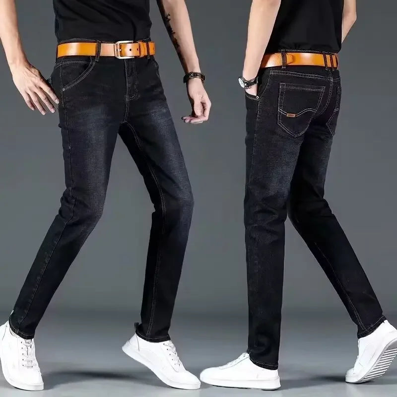 Trendy Slim Straight Men's Jeans Basic Style Casual Loose Fit Male Fashionable Chinese Brand AE Stock Origin China
