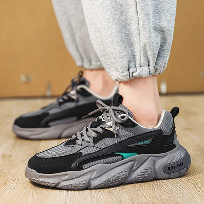 2025Thick Sole Versatile Clunky Sneaker For Men 2023 New Trend Mesh Lace Up Breathable Casual Sports Shoes Increased Soft Soles