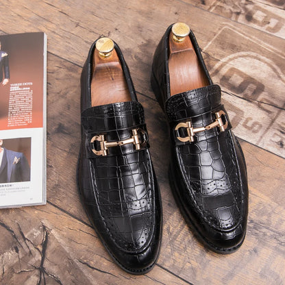 Autumn Brock leather men's head layer cowhide British Korean version breathable business dress casual wedding leather shoes