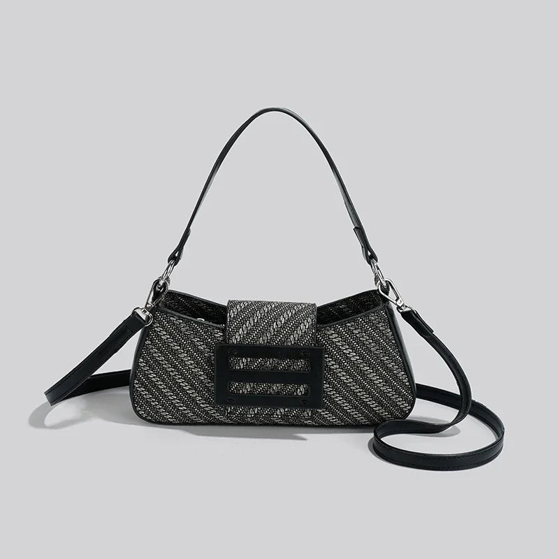 High Quality Women's Underarm Shoulder Bags Summer Fashion Pu Patchwork Party Handbags Elegant Chic Commute Crossbody Bag