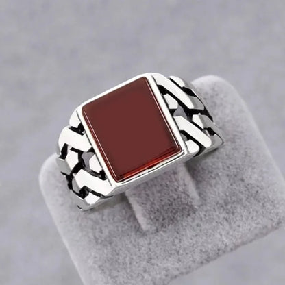 New red glass stone ring fashionable retro men's and women's fashion accessories
