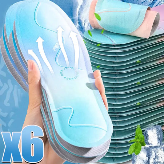 Summer Cooling Insoles for Men Women Leather Shoes Breathable Sweat Absorbing Herbal Antibacterial Deodorant Comfort Foot Pads