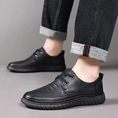 Flats Office Business Oxford Shoes Lace Up Men Leather Fashion Driving Shoes Man Comfortable Men Soft Sole Casual Sneakers Shoes