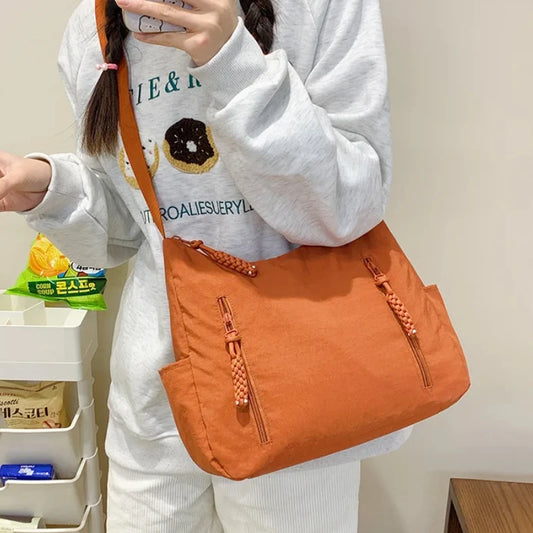 2025 New Trendy Women's Nylon Shoulder Bag Large Capacity Lightweight Crossbody Bags for Women Casual Travel Tote Simple Handbag