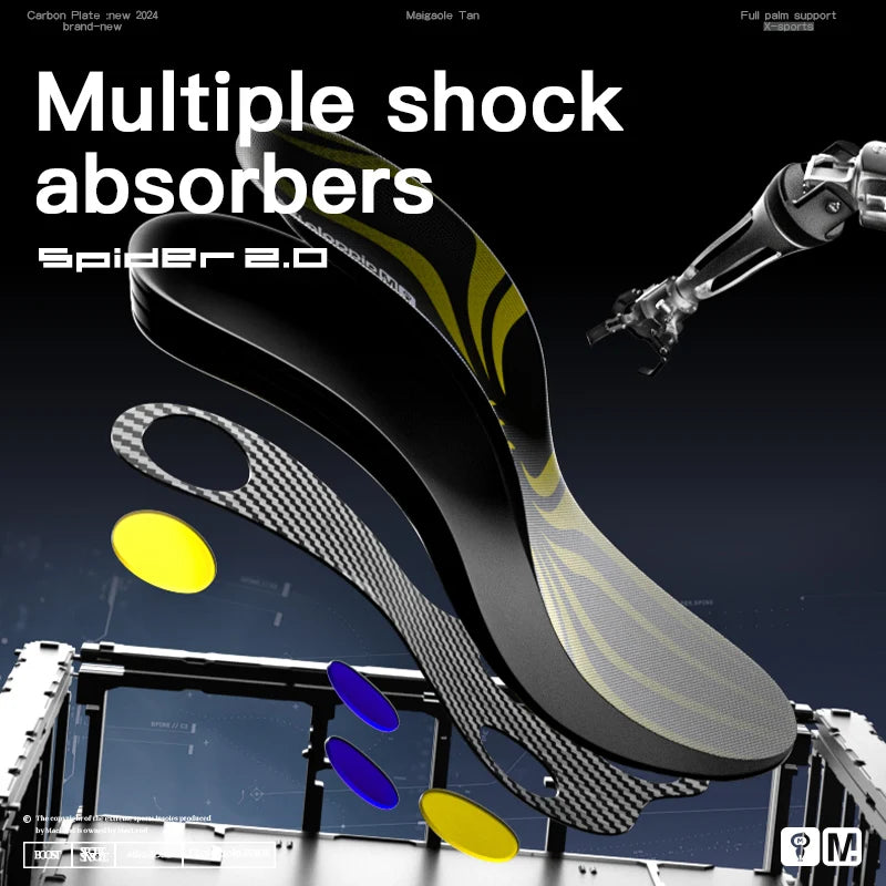 Mcgola Yellow Spider Full-Length Carbon Plate Insole Four-Point Gel Basketball Sports Front Edge Bounce Power-Assisted Slam Dunk