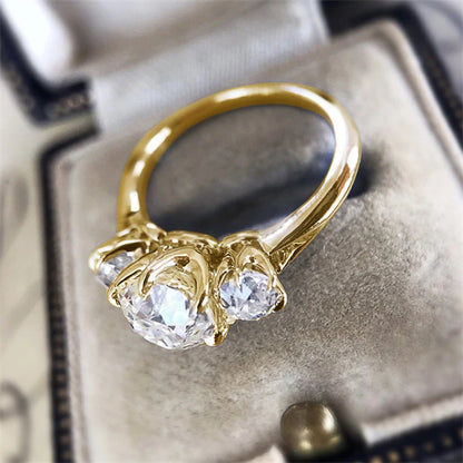 Huitan Silver Color/Gold Color/Two Tone Women's Cubic Zirconia Rings Luxury Fashion Engagement Wedding Accessory Trendy Jewelry