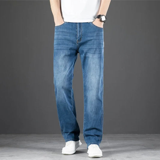 2025 Spring Summer Men's Business Straight  Loose Fit Jeans High Quality Classic Style Fashion Denim Pants