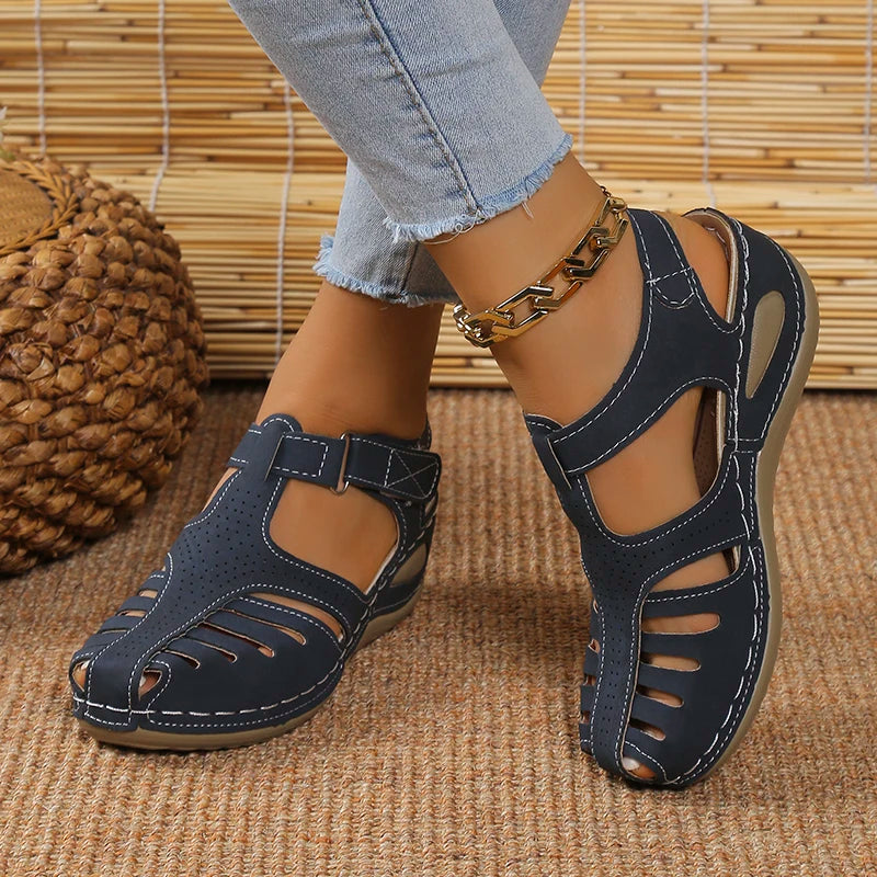 New Summer Women Wedge Sandals Premium Orthopedic Open Toe Sandals Vintage Anti-slip Leather Casual Female Platform Retro Shoes