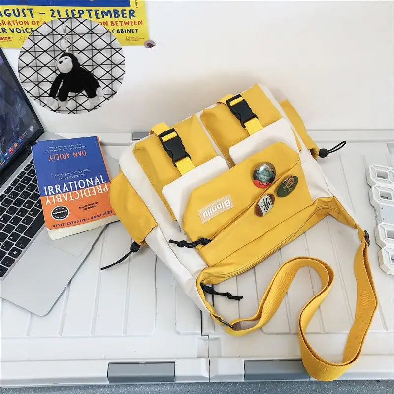 Japanese Simple Messenger Bag Student Nylon Waterproof Canvas Handbag Shoulder Crossbody Bags for Women Men Satchels Bolsas