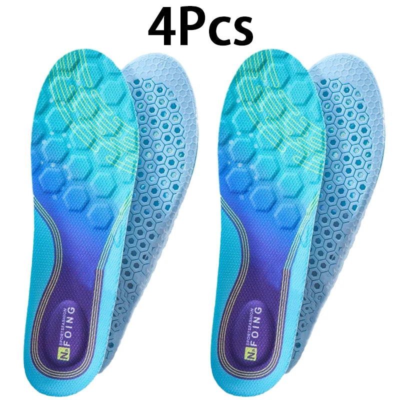 4Pcs men women Breathable sports insoles summertime Odor Control Insole Elastic Shock Absorbing Sole Outdoor Running Insole