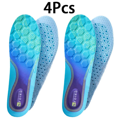 4Pcs men women Breathable sports insoles summertime Odor Control Insole Elastic Shock Absorbing Sole Outdoor Running Insole