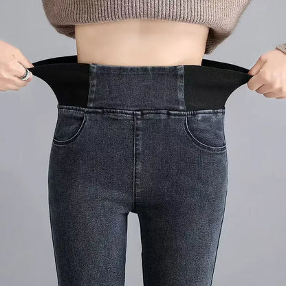 PTKPCC New Elastic Waist Skinny Jeans Women Spring Slim Stretch Denim Pants Vintage Pencil Vaqueros Mom Pantalones De Mujer