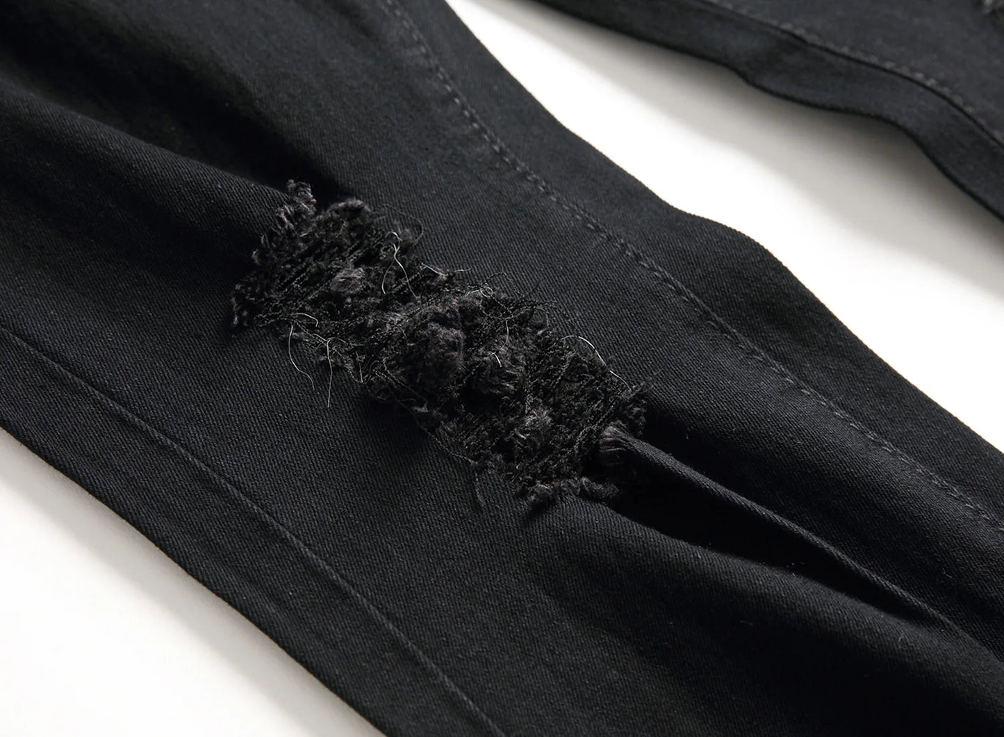 Denim Pencil Ankle Length Pants Men Jean Ripped Washed Zipper Fly Hole Jeans Skinny Solid Pockets High Street Distressed