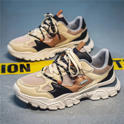 Outdoor Breathable Anti-Slip Mesh Light Shock-absorption Blue Beige Sneaker
