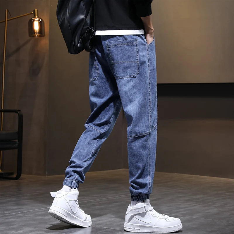 New Men's Cuffed Jeans, Trendy Cargo Harem Pants, Versatile Long Pants, Sizes M - 5XL