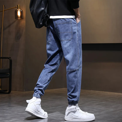 New Men's Cuffed Jeans, Trendy Cargo Harem Pants, Versatile Long Pants, Sizes M - 5XL