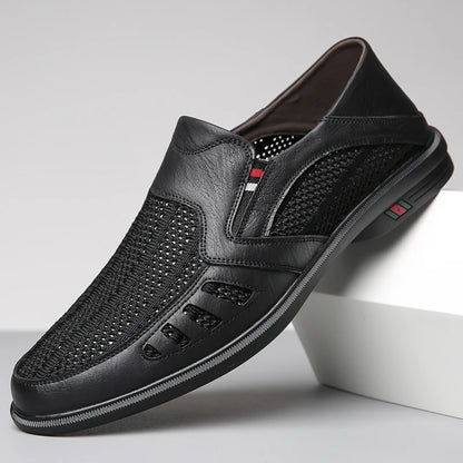 Business Leather Shoes For Men Summer British Style Hight Quality Casual White Leather Shoes Male Slip On Men Loafer Comfortable