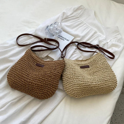 Women's Shoulder Bag Summer Straw Woven Handbag Large Capacity Ladies Handmade Rattan Tote Bags Luxury Designer Beach Bag