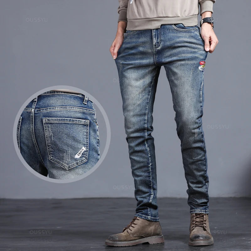 2025 New Men's Stretch Skinny Jeans Fashion Casual Cotton Denim Slim Fit Pants Male Korean Trousers Streetwear Brand Clothing