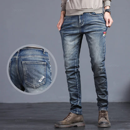 2025 New Men's Stretch Skinny Jeans Fashion Casual Cotton Denim Slim Fit Pants Male Korean Trousers Streetwear Brand Clothing
