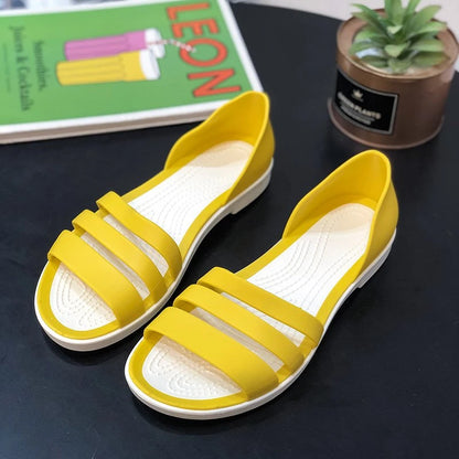 2024 New Fashion Women Comfortable Sandals Summer New Candy Color Women Cute Shoes Peep Toe  OutdoorShoes Woman Flats