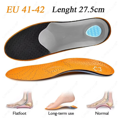Leather Orthopedic Insole Orthotic Arch Support Instep Flat Foot Shoe Pad PU Latex Antibacterial Active Carbon Foot Care Unisex